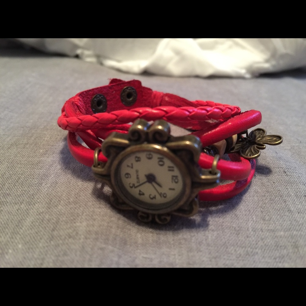 Red handmade watch